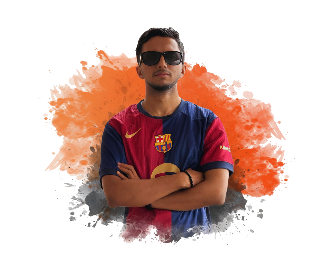 A man in a blue shirt with a happy expression